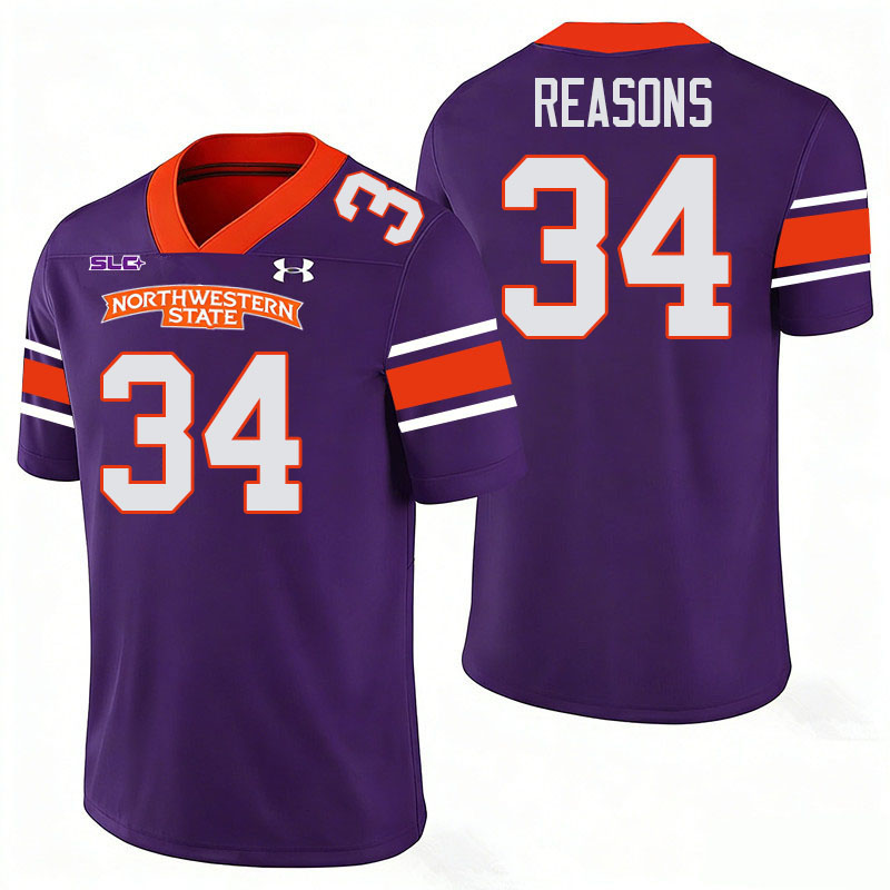 Northwestern State Demons #34 Gary Reasons College Football Jerseys,Uniforms Stitched-Purple